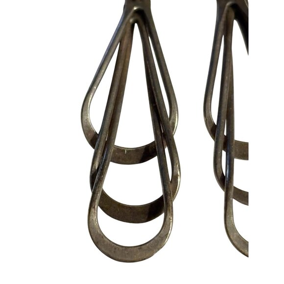 Vintage Handmade Sterling Silver Earrings Unmarked 925 Layered Open Teardrop - Picture 10 of 16